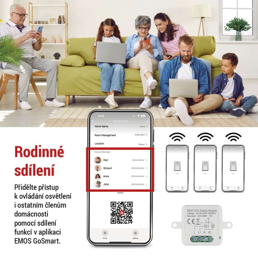 GoSmart modul spínací IP-2101SW, WiFi, 1-kanálový