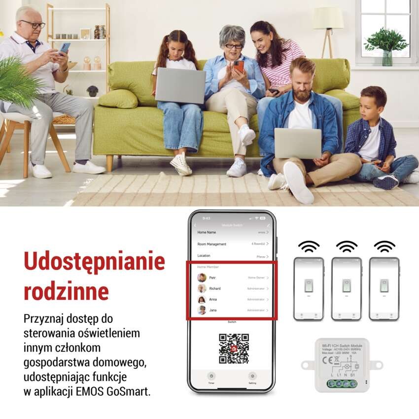 GoSmart Moduł włączeniowy IP-2101SW, WiFi, 1-kanałowy