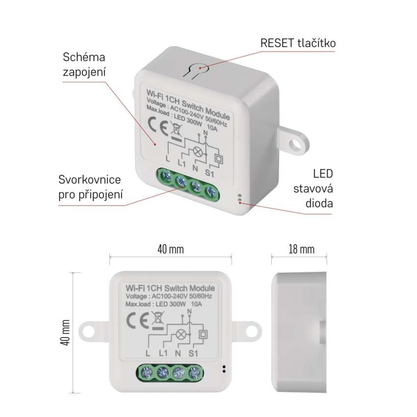 GoSmart modul spínací IP-2101SW, WiFi, 1-kanálový
