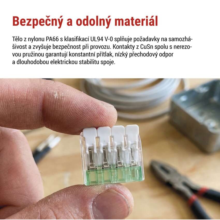 Páčková spojovací svorka 4× 0,2–4 mm2, 10 ks