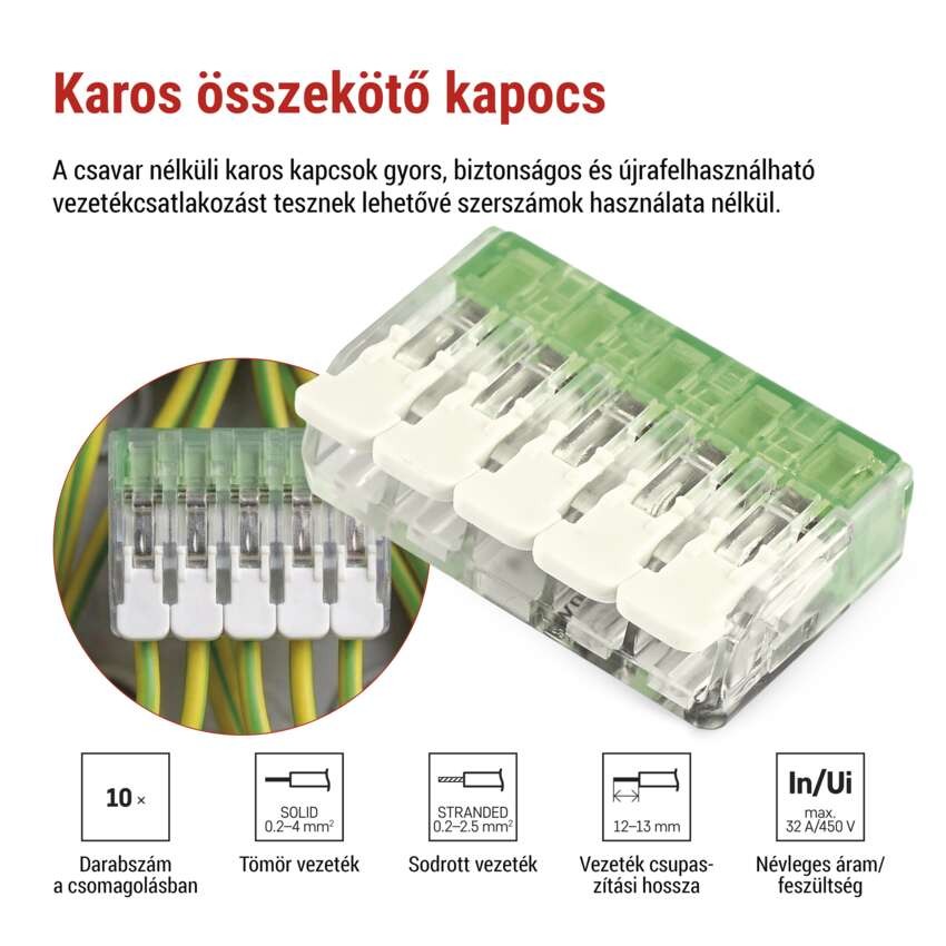 Karos vezetékösszekötő 4 mm2, 10 szt