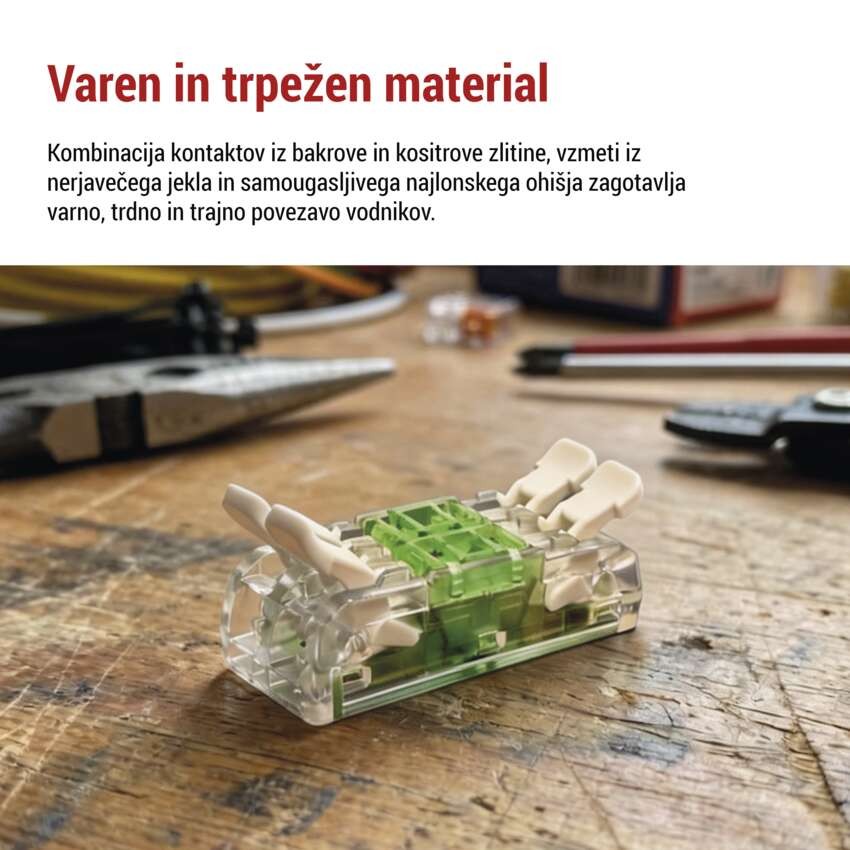 Linijska spojna klema z ročicami 4× 0,2–4 mm2, 10 kos