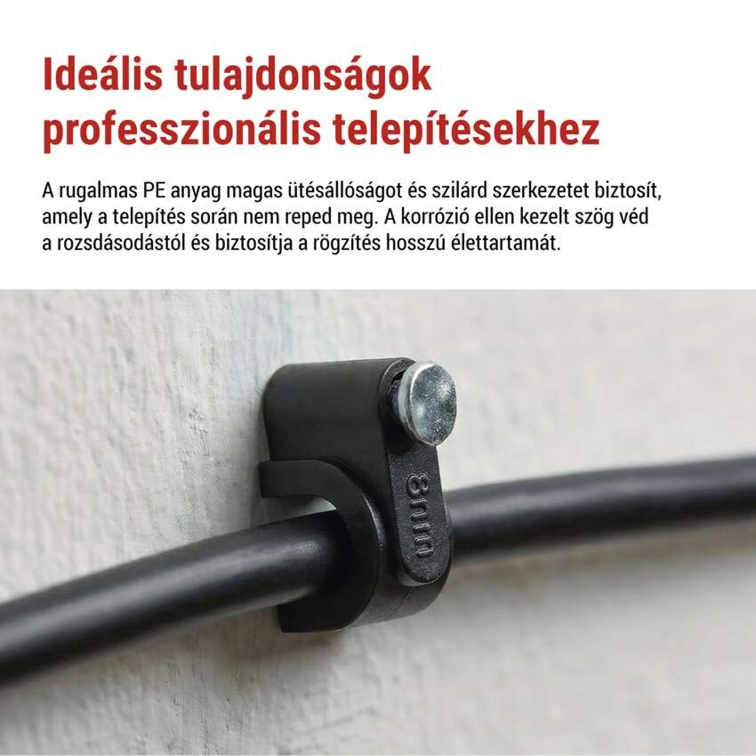 Kör alakú kábelbilincs 8 mm, fekete, 50 szt