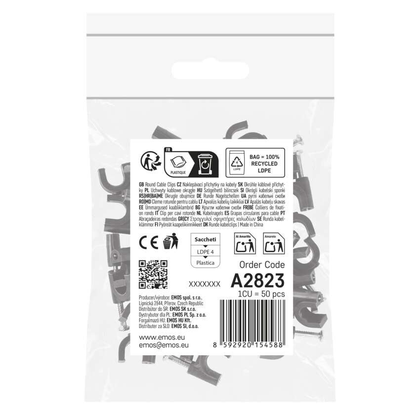 Kör alakú kábelbilincs 8 mm, fekete, 50 szt