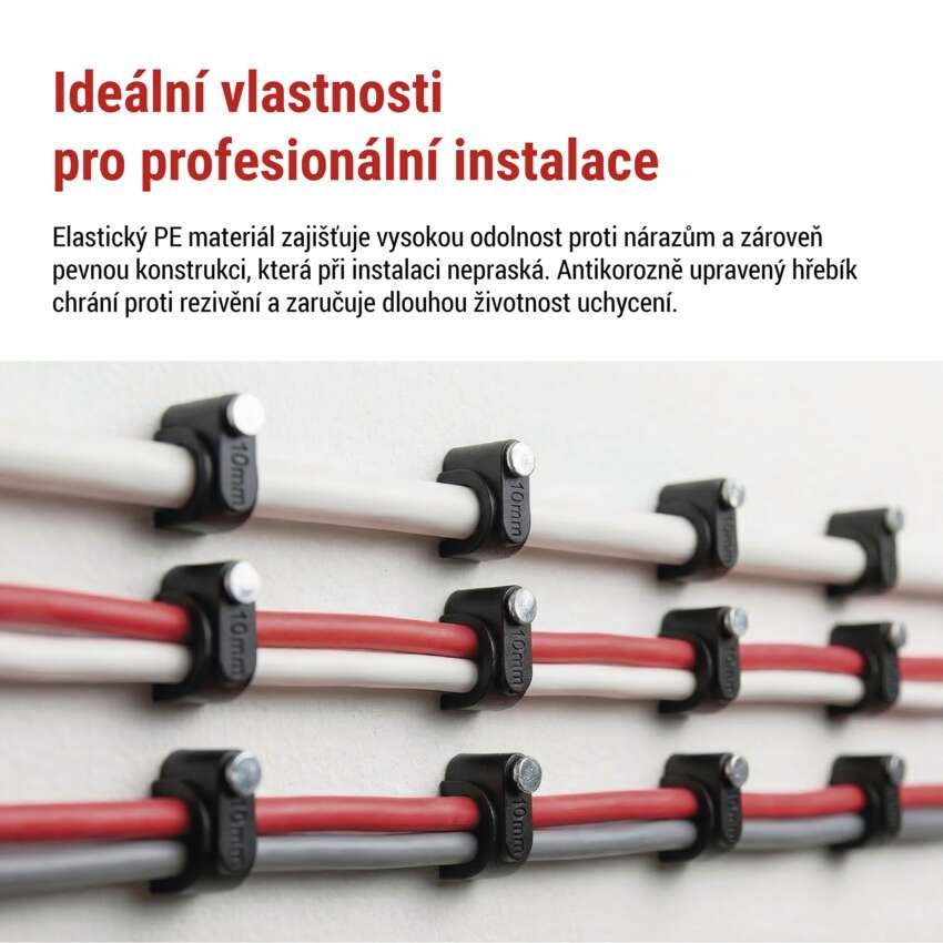 Kabelová příchytka 10 mm, černá, 50 ks