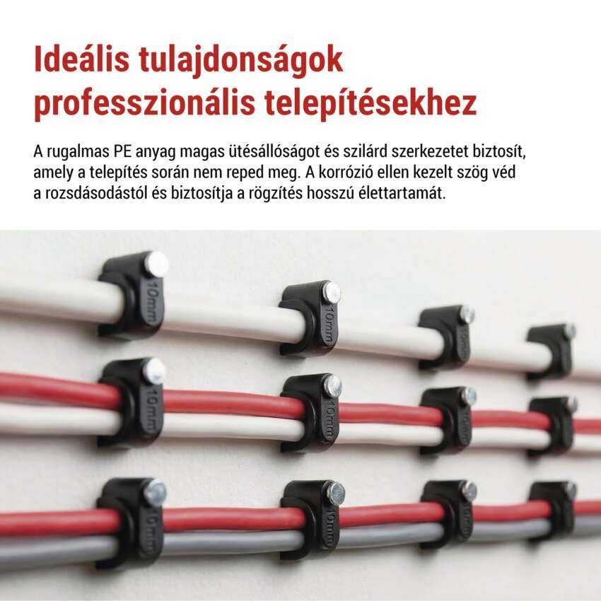 Kör alakú kábelbilincs 10 mm, fekete, 50 szt