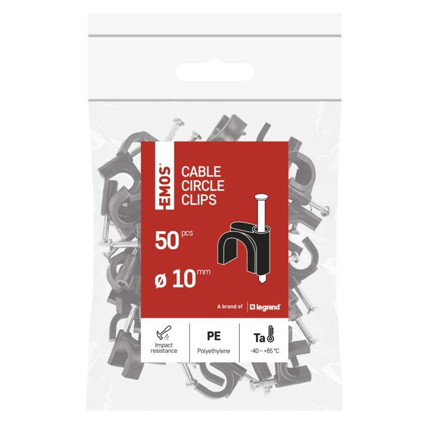 Kör alakú kábelbilincs 10 mm, fekete, 50 szt