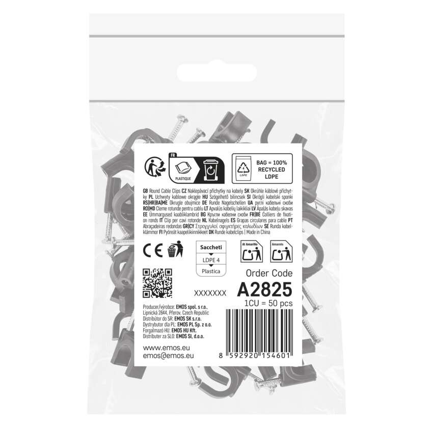 Kör alakú kábelbilincs 10 mm, fekete, 50 szt