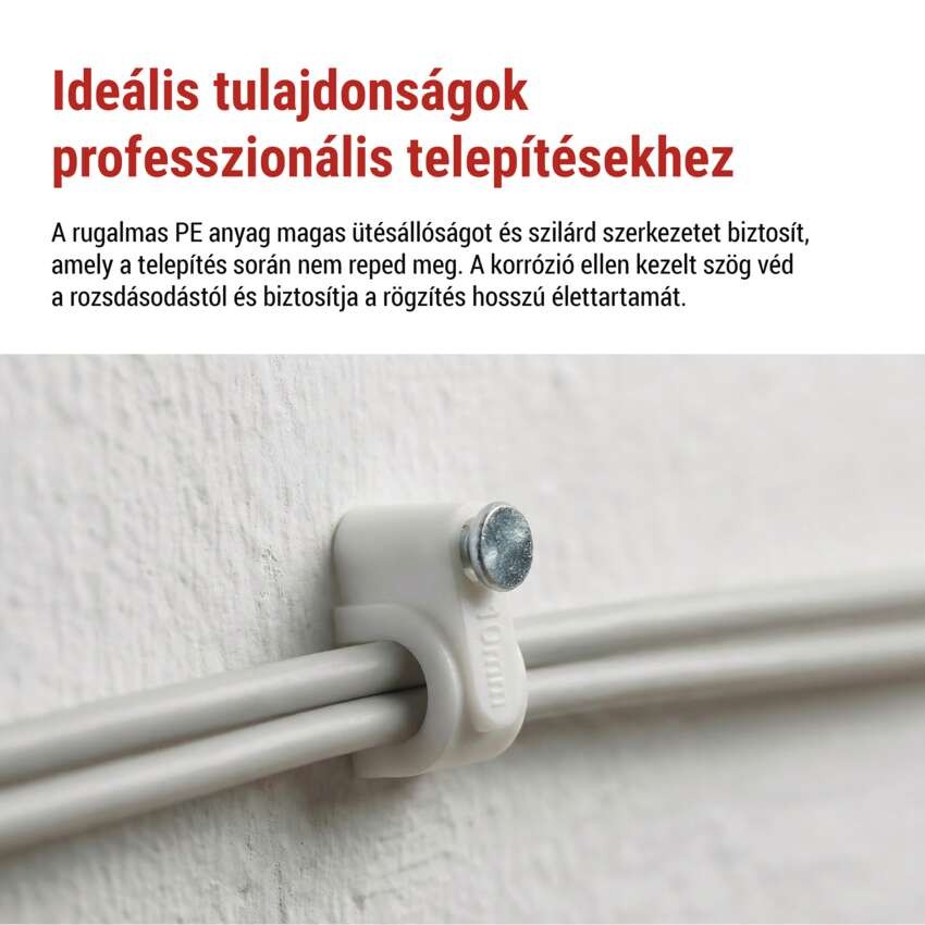 Kör alakú kábelbilincs 10 mm, fehér, 50 szt