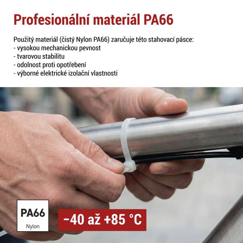 Stahovací páska 100×2,5 mm, bílá, 100 ks