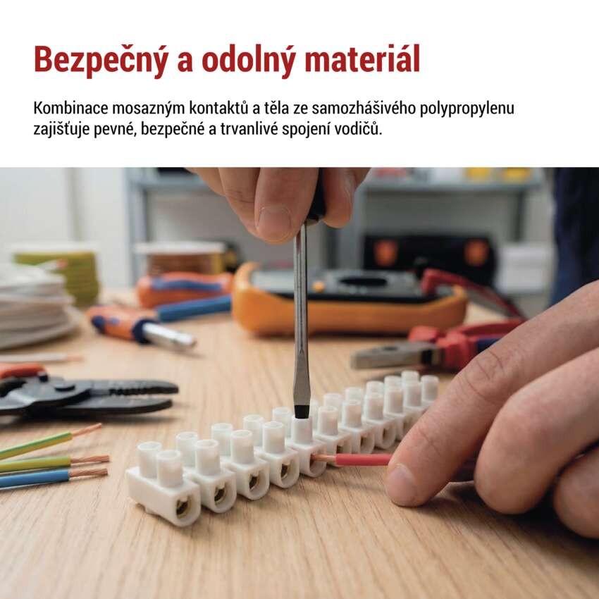 Šroubová svorkovnice 12× 2,5–4 mm2, 450 V, bílá