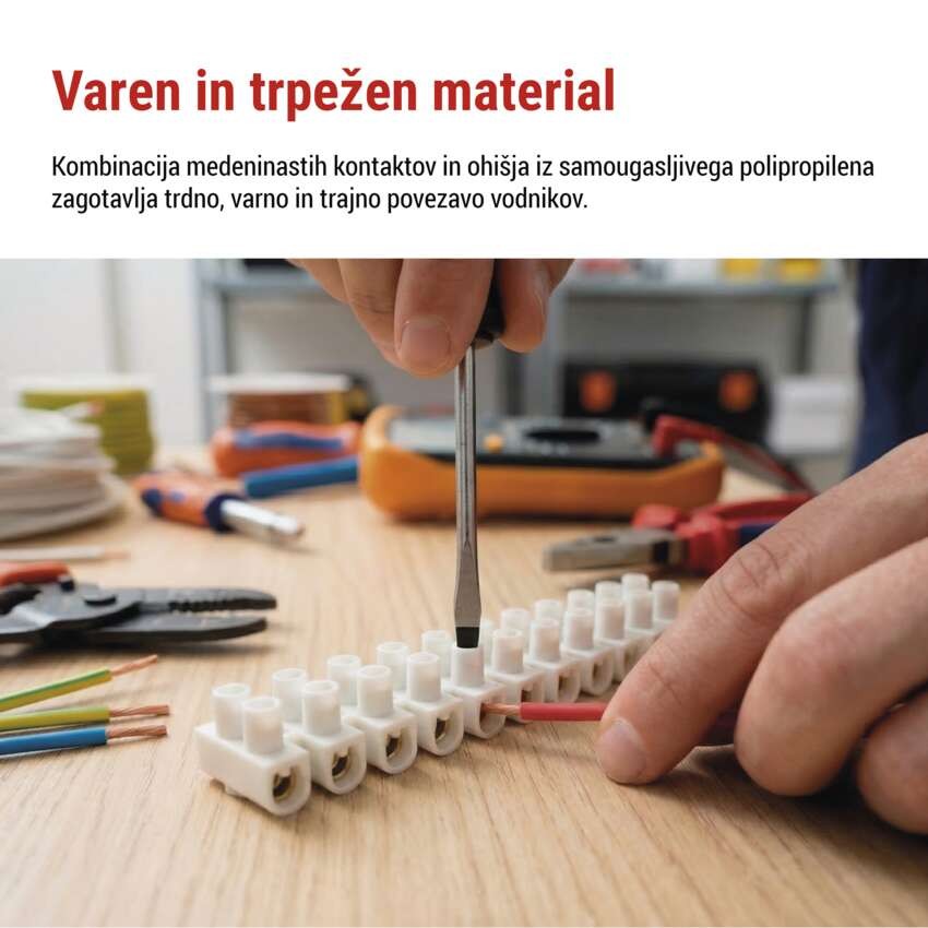 Priključna letvica 6–10 mm2, bela
