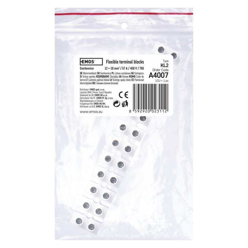 Klemmiplokk 12 x 10,0 mm valge, 1 tk