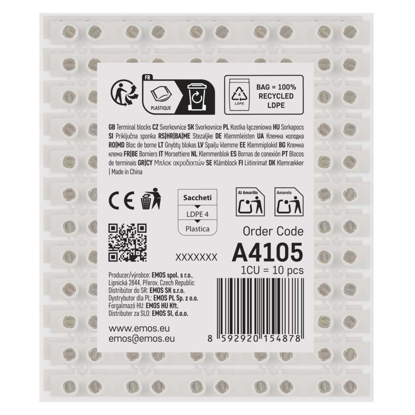Sorkapocs 2,5–4mm2, fehér, 10 szt