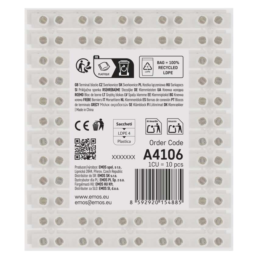 Sorkapocs 4–6mm2, fehér, 10 szt