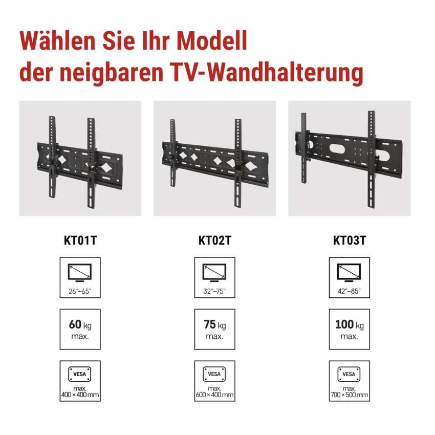 Neigbare TV-Wandhalterung 26–65" (65–165 cm)