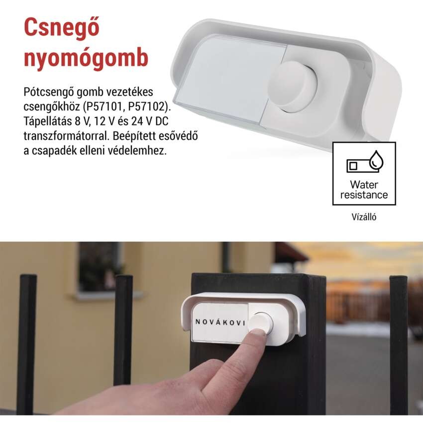 Csere gomb a P57101, P57102 vezetékes ajtócsengőkhöz