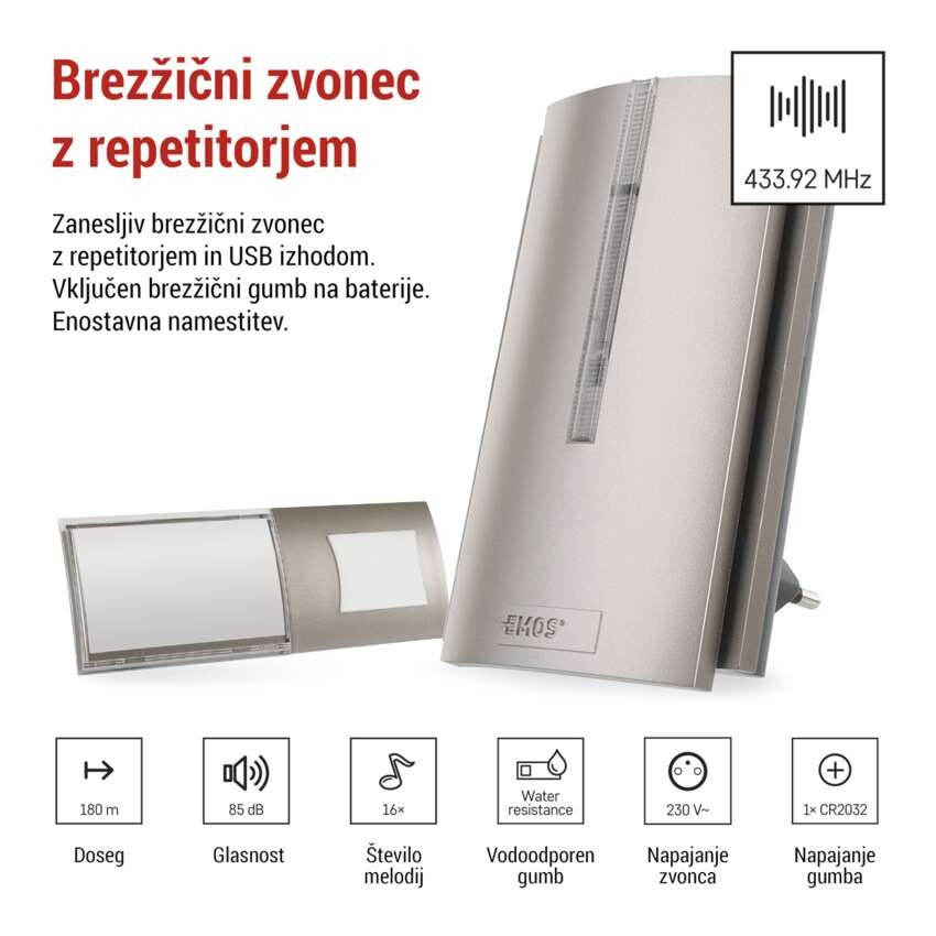 Brezžični hišni zvonec P5760N za vtičnico, možna razširitev signala