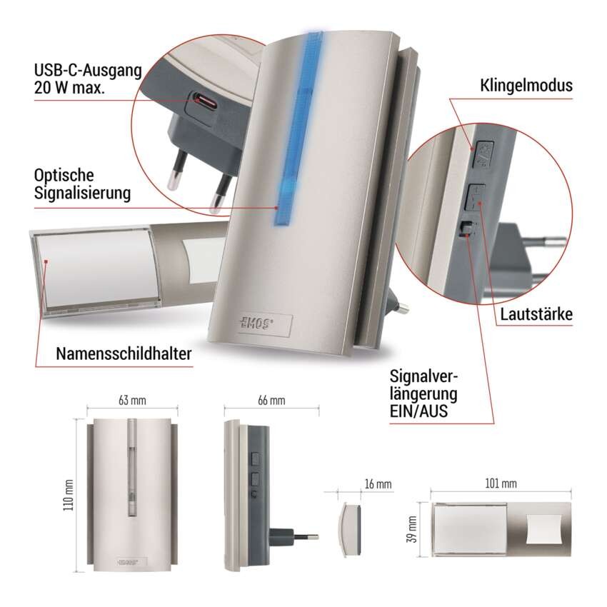 Drahtlose Türklingel P5760N, netzbetrieben, Signalerweiterung