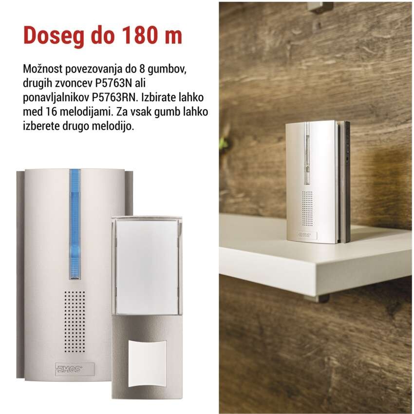 Brezžični hišni ojačevalnik signala za zvonec P5760N in P5763N, 3× AA