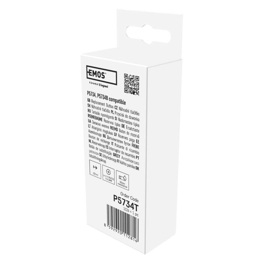 Kültéri tartozék nyomógomb P5734, P5734B csengőhöz, 1x CR2032