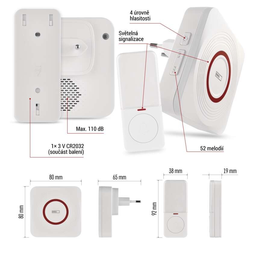 GoSmart Domovní bezdrátový zvonek P5735WS do zásuvky s WiFi