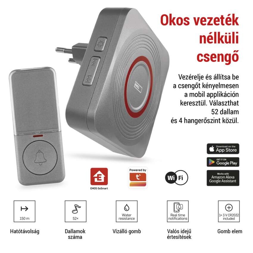 GoSmart Vezeték nélküli csengő P5735SS wifivel