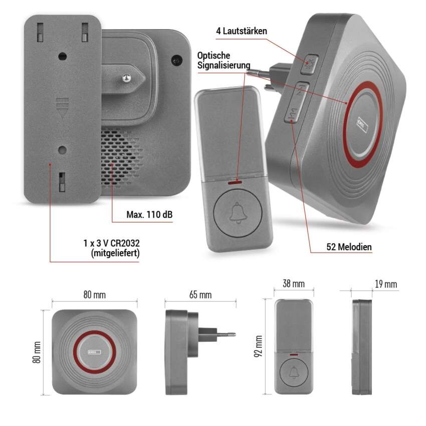 GoSmart Drahtlose Türklingel P5735SS mit WiFi