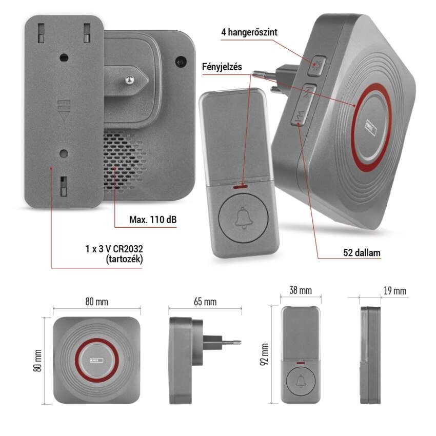 GoSmart Vezeték nélküli csengő P5735SS wifivel