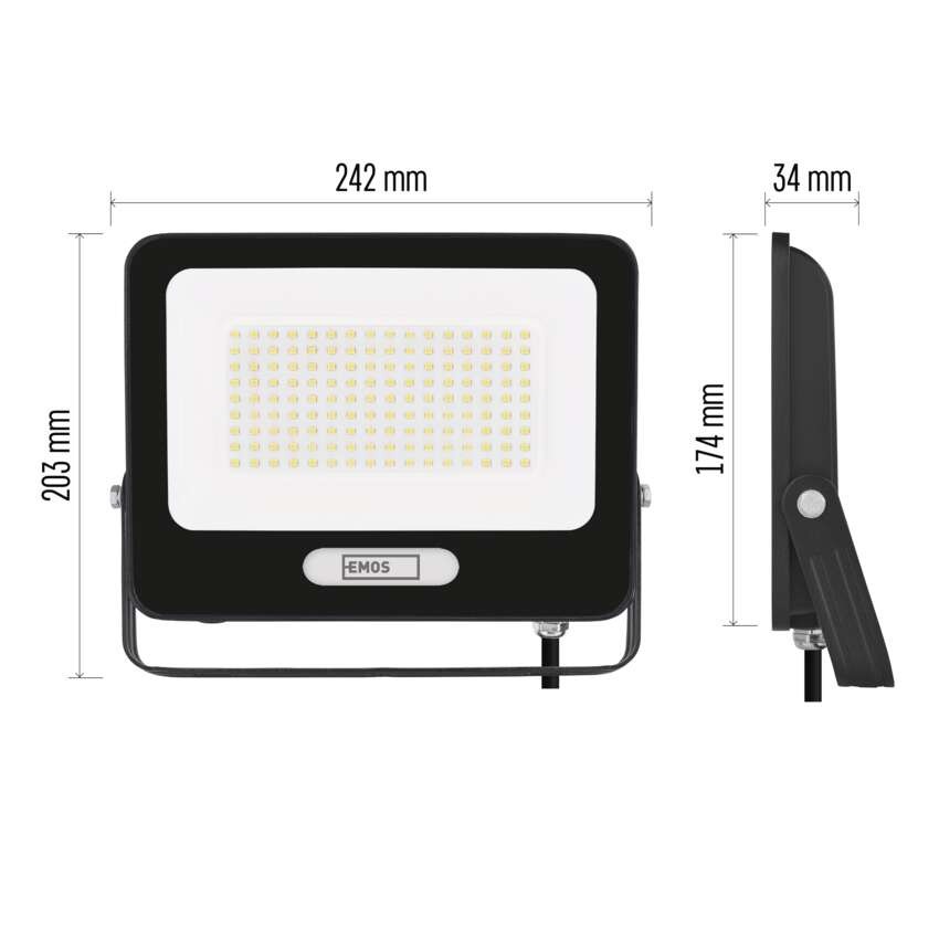 LED reflektor GLARO 100W, černý, IP65, 10000 lm, neutrální bílá