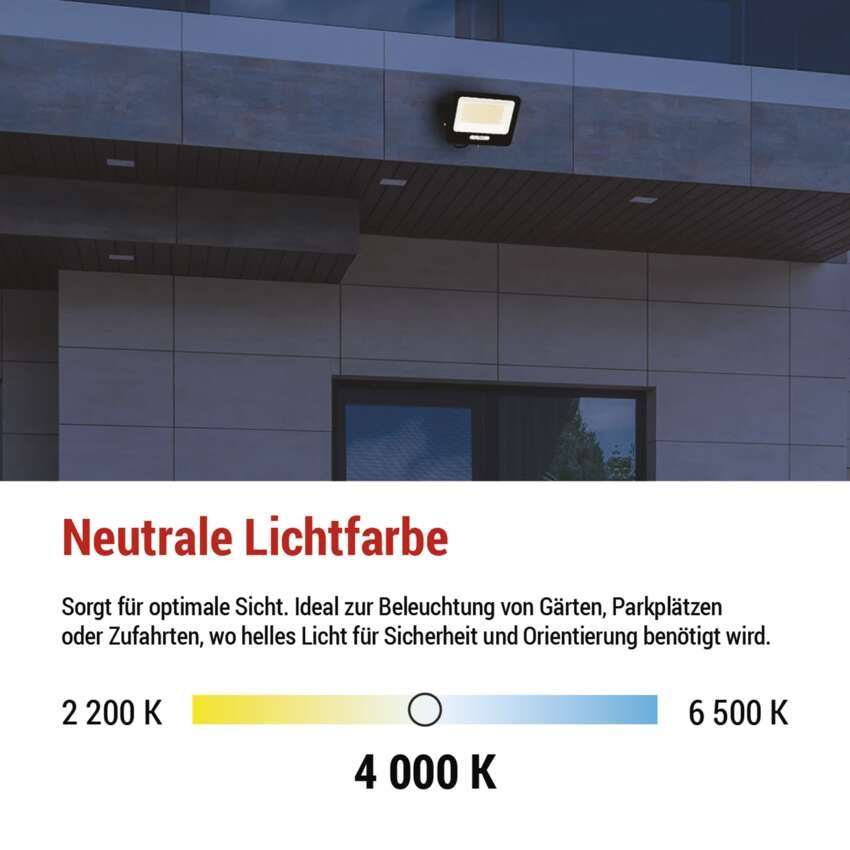 LED reflektor GLARO 100W, schwarz, IP65, 10000 lm, neutralweiß