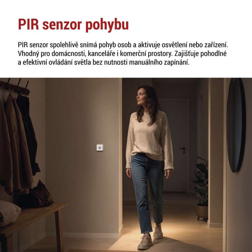 PIR senzor (pohybové čidlo) IP20 500W bílé