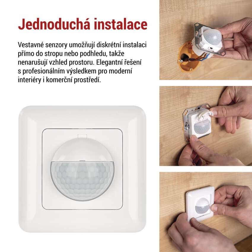 PIR senzor (pohybové čidlo) IP20 500W bílé