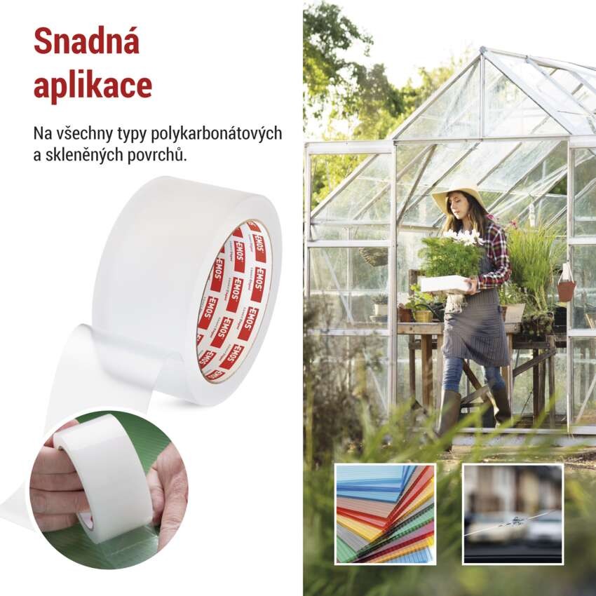 Opravná lepící páska na polykarbonát a sklo, 25 m × 50 mm, průhledná