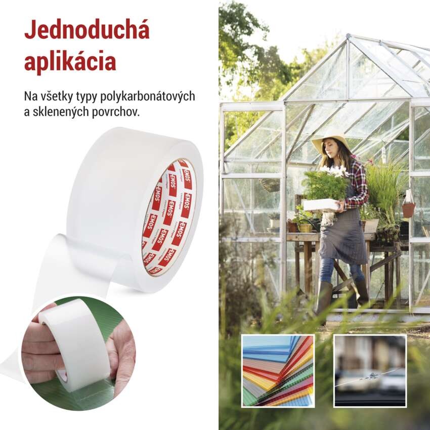 Opravná lepiaca páska na polykarbonát a sklo, 25 m × 50 mm, transparentná