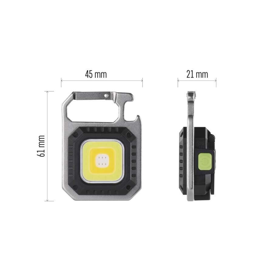 Újratölthető mini LED-es zseblámpa - kulcstartó, 750 lm, 10 db, kínáló dobozban