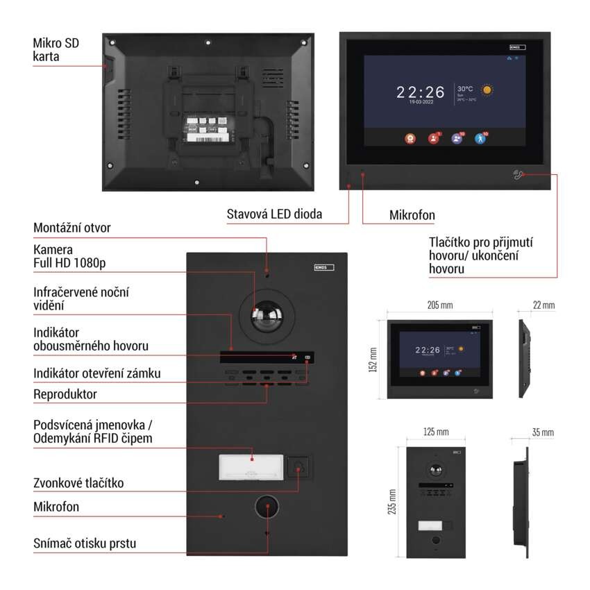GoSmart Sada domovního videotelefonu IP-880A 2WIRE s WiFi