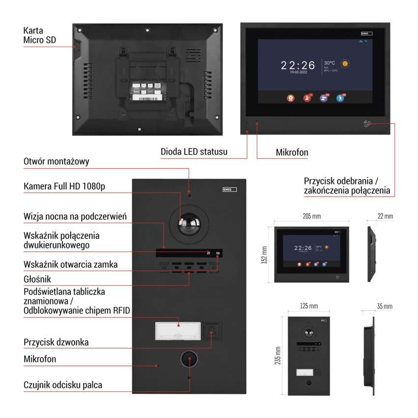 GoSmart IP-880A 2WIRE domowy wideodomofon z WiFi