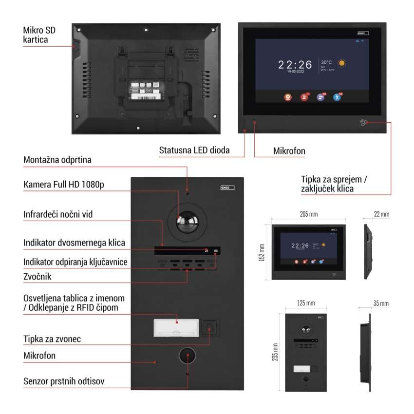 Komplet domačega video domofona GoSmart IP-880A 2WIRE z WiFi