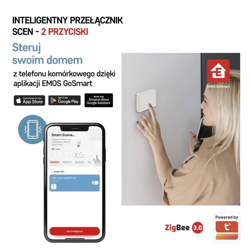 GoSmart Przełącznik scen IP-2002ZW, ZigBee 3.0, dwuprzyciskowy
