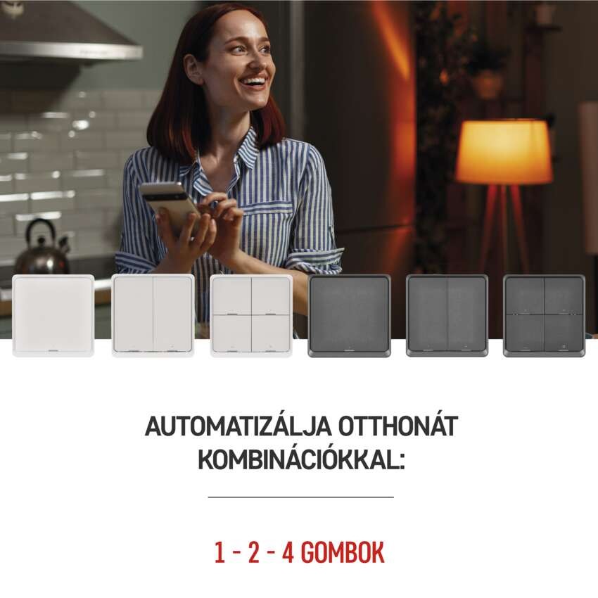 GoSmart Okos hordozható 2 funkciós szcenárió kapcsoló IP-2002ZW, ZigBee 3.0