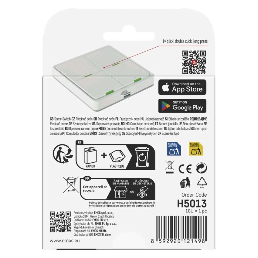 GoSmart Přenosný ovladač scén IP-2004ZW, ZigBee 3.0, 4-tlačítkový