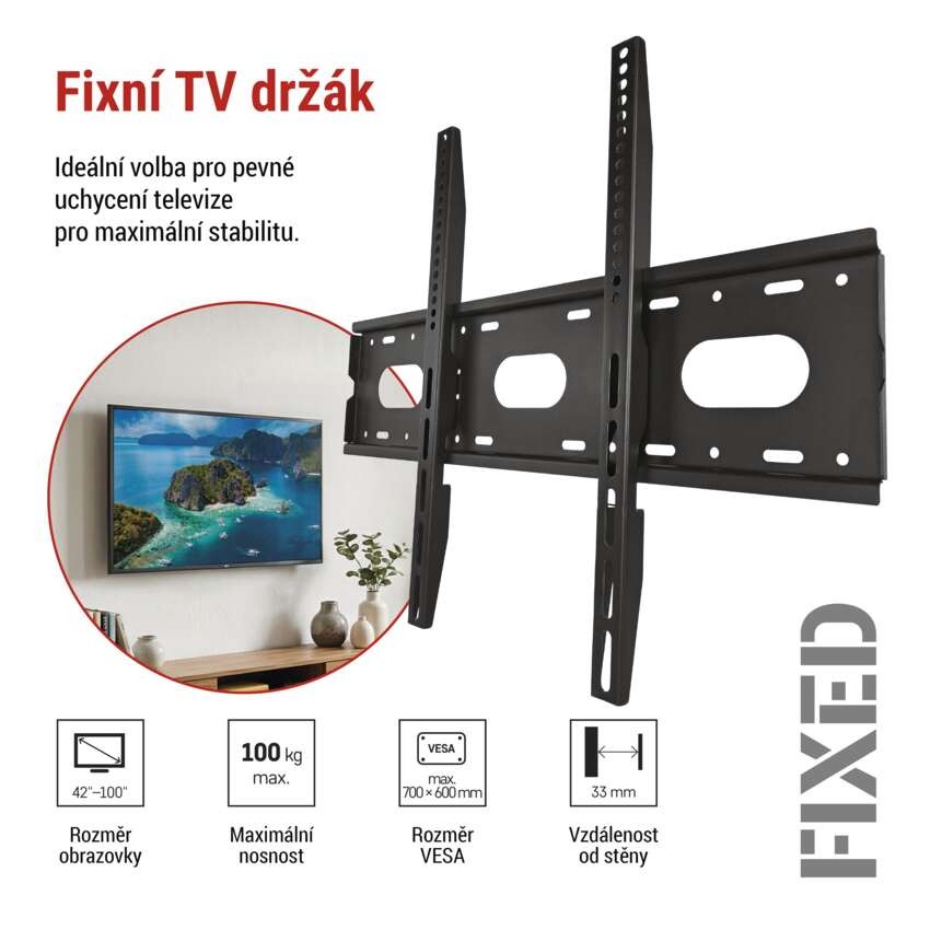 Držák fixní pro TV 42–100" (107–254 cm)