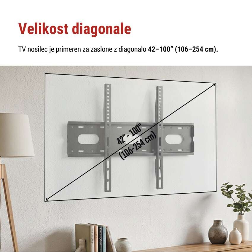 Fiksni stenski TV nosilec 42–100" (107–254 cm)