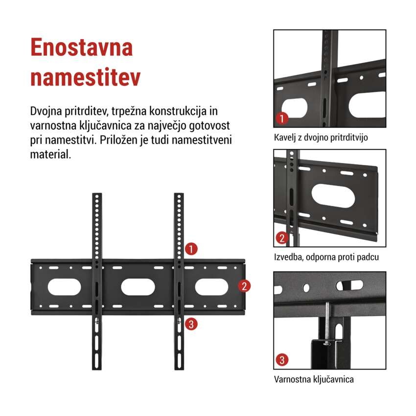 Fiksni stenski TV nosilec 42–100" (107–254 cm)