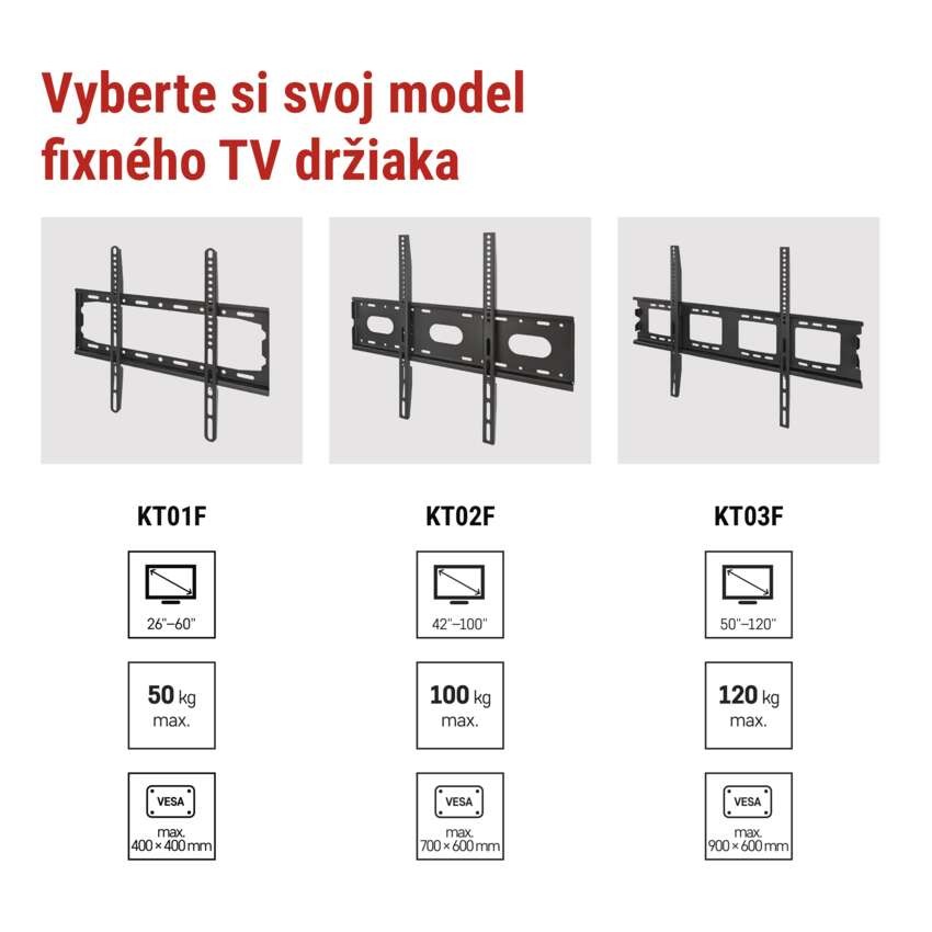 Pevný nástenný TV držiak 42–100" (107–254 cm)