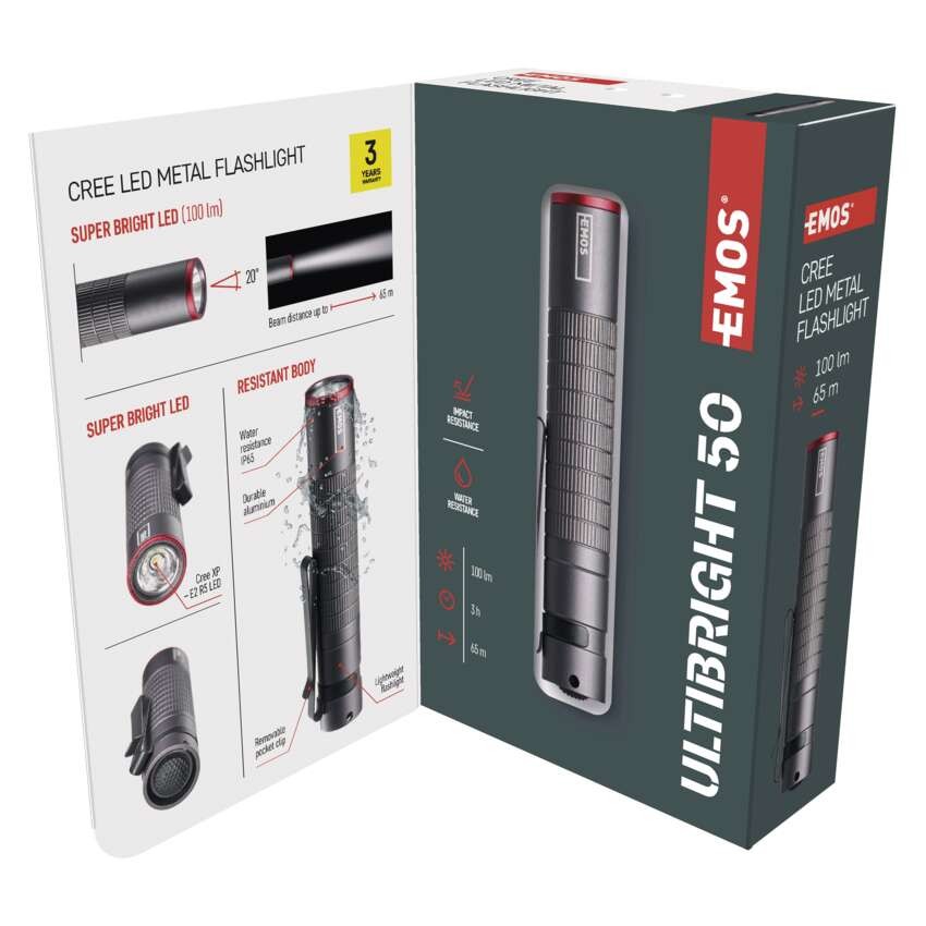 EMOS ULTIBRIGHT 50 CREE LED fém zseblámpa, 100lm