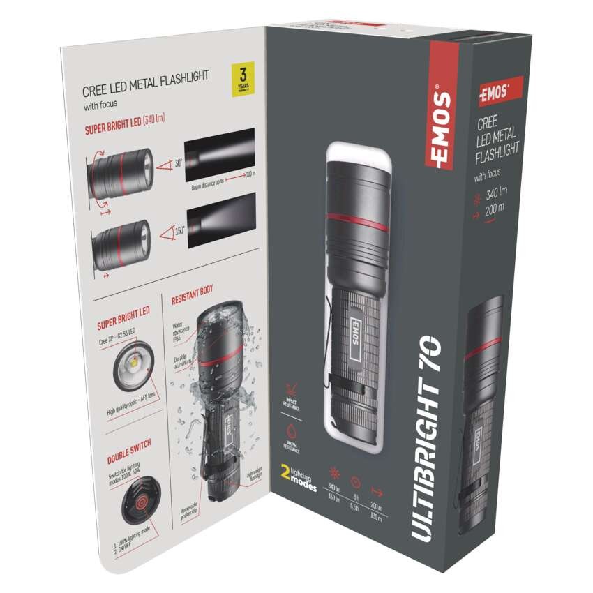 EMOS ULTIBRIGHT 70 CREE LED fém zseblámpa, 340lm