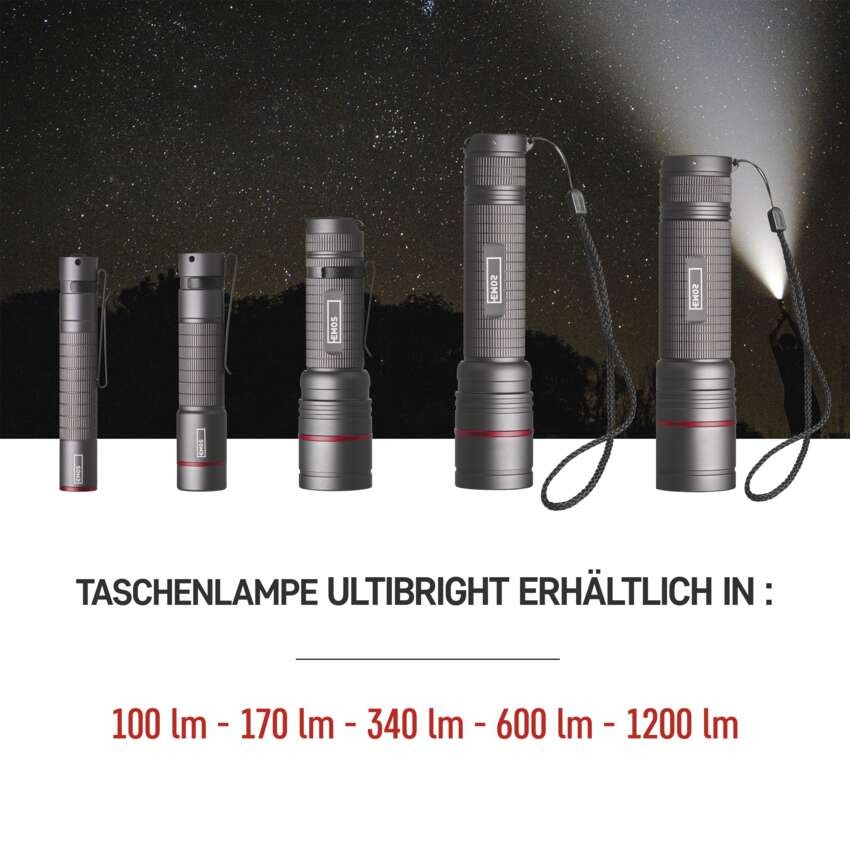 CREE LED Aufladbare Metall-Taschenlampe Ultibright 90, 1200lm