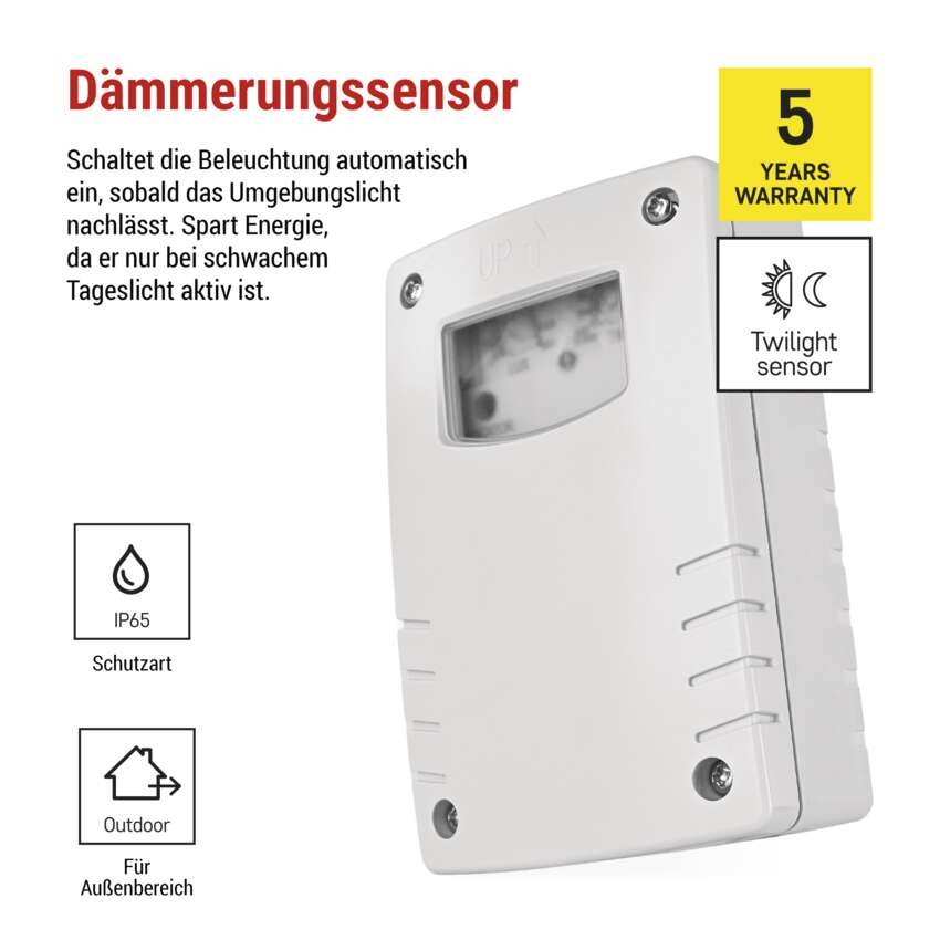 Dämmerungssensor 1800W IP65 weiss
